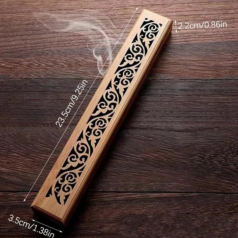 1pc Natural Bamboo Incense Burner With Laying Plate - Aromatherapy Wooden Box For Incense Storage And Burning