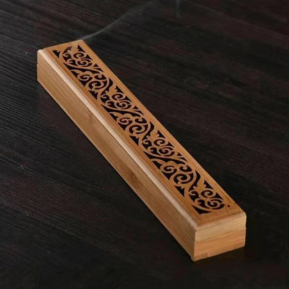 1pc Natural Bamboo Incense Burner With Laying Plate - Aromatherapy Wooden Box For Incense Storage And Burning