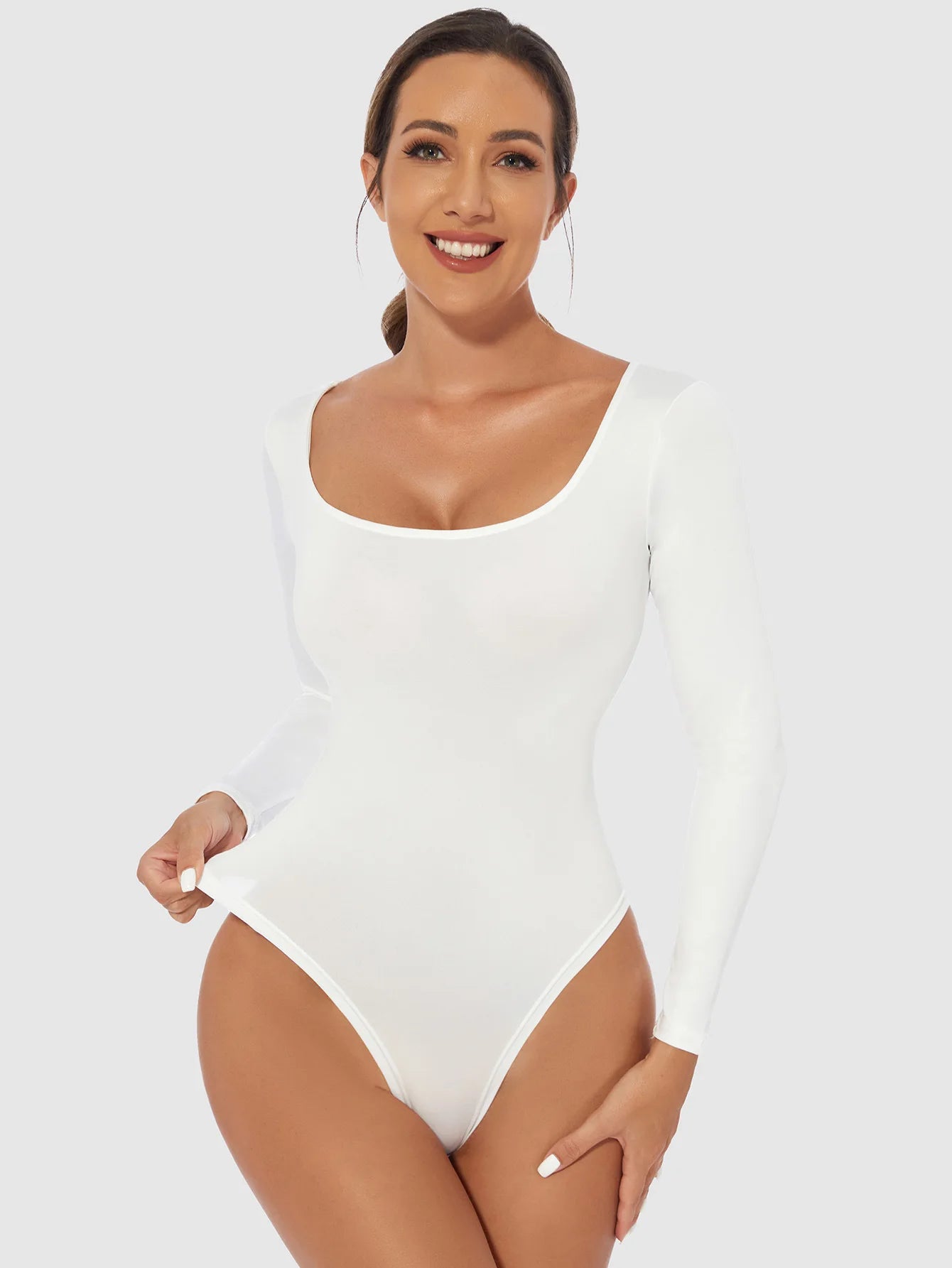 2025 Spring Female Underwear One-Piece Bodysuit Long Sleeve Seamless Waist Trainer Body Shaper Sheath Flat Belly Shapewear Woman