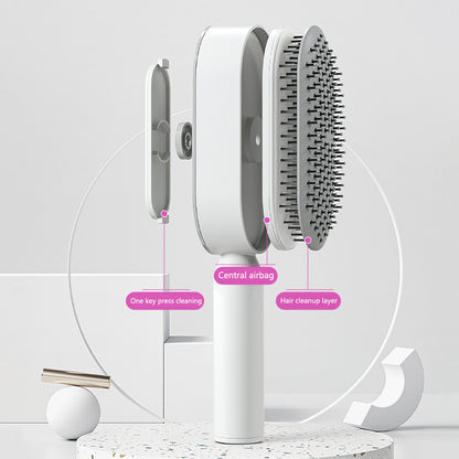 Self Cleaning Hair Brush For Women One-key Cleaning Hair Loss Airbag Massage Scalp Comb Anti-Static Hairbrush